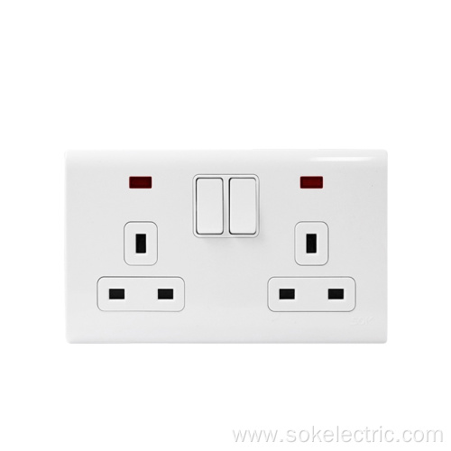 2Gang 13A 250V Double Pole Switched Socket Outlets